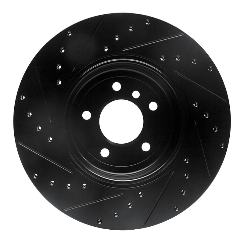 BMW 650I Brake Rotor (1) - Rear Right - R1 Concepts - Drilled & Slotted - Black - `04-`10